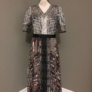 Byron Lars Paillette Pleated 3D Laser Cut Dress